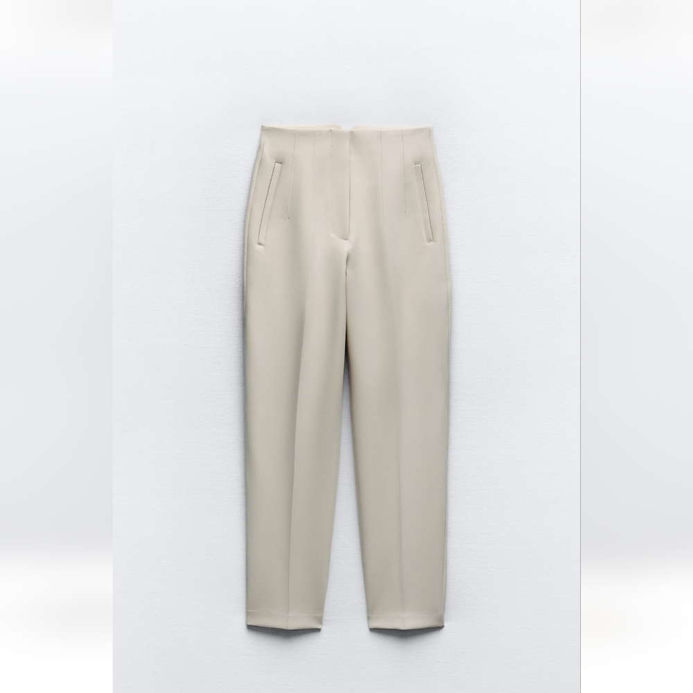 NEW Zara High Waisted Pants Oyster White